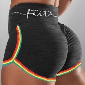 Women's Stylish Rainbow Skinny High Waist Lifting Yoga Shorts